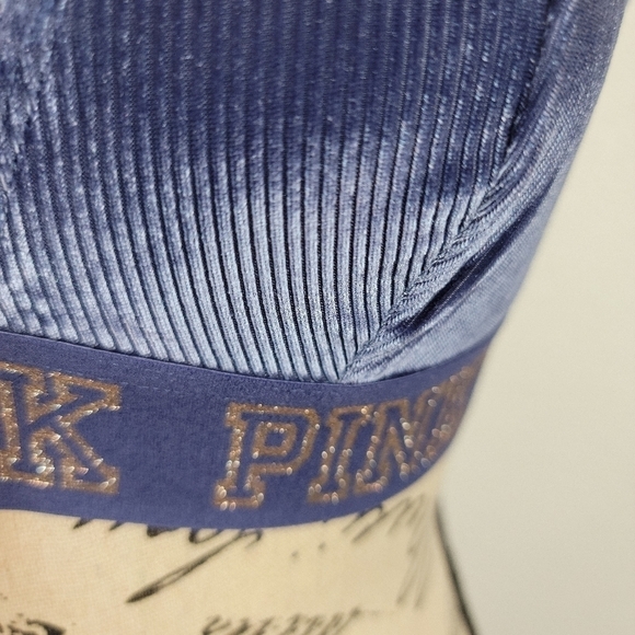 Victoria's Secret Pink S Velvet Sparkle Bralette Top Logo - Picture 2 of 8